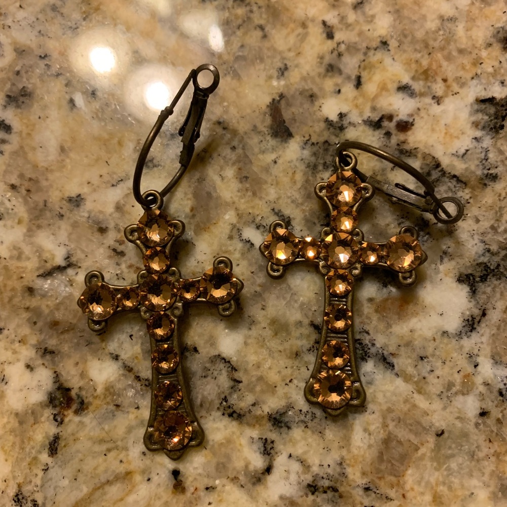 Pink Panache Cross Earrings